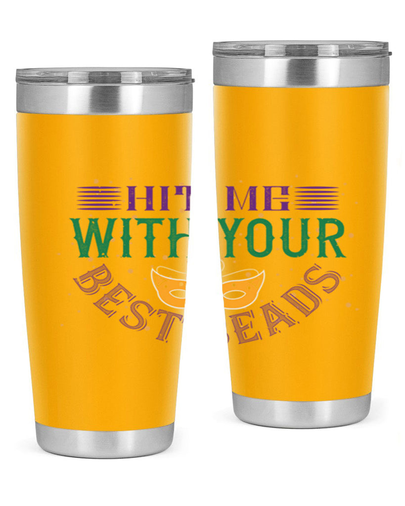 hit me with your best beads 69#- mardi gras- Tumbler