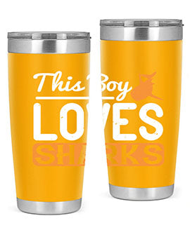 this boy loves sharks Style 14#- shark  fish- Tumbler