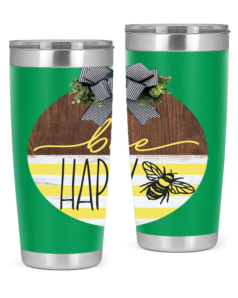 Bee Happy yellow stripes Mockup28#- spring- Tumbler