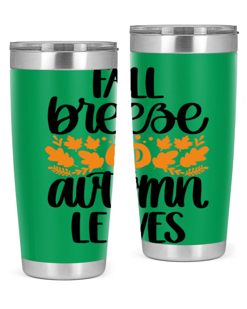 Fall Breezy And Autumn Leaves 482#- fall- Tumbler