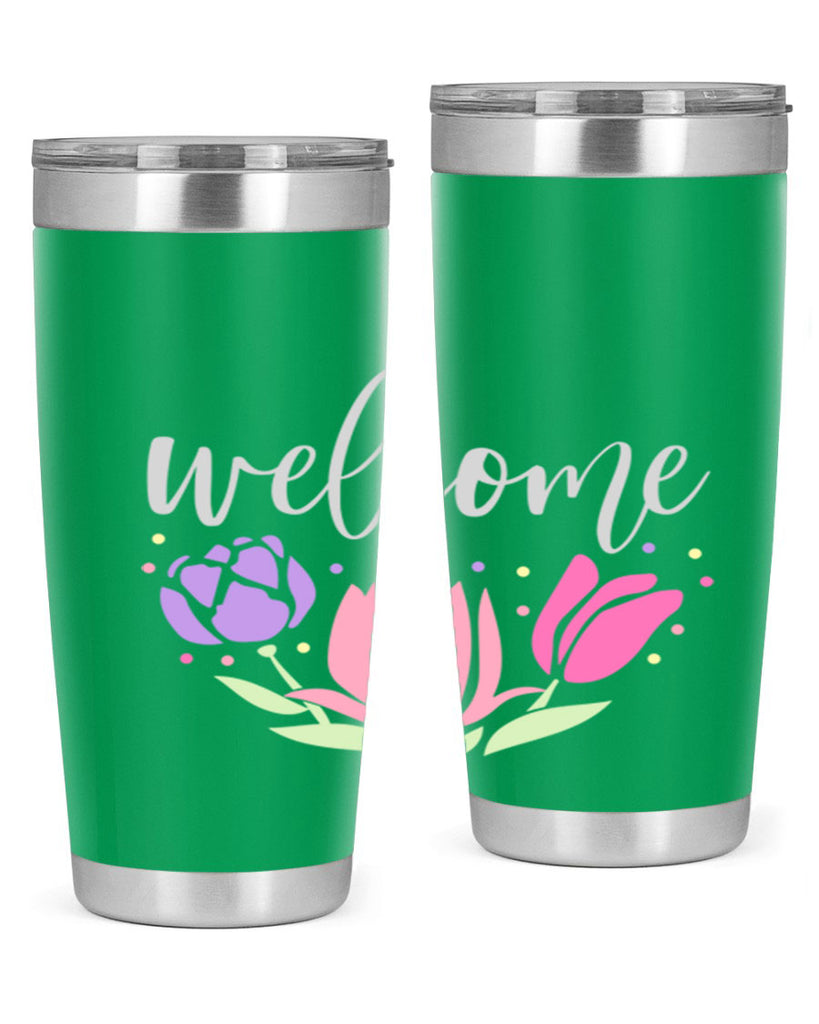 Welcome three flowers587#- spring- Tumbler