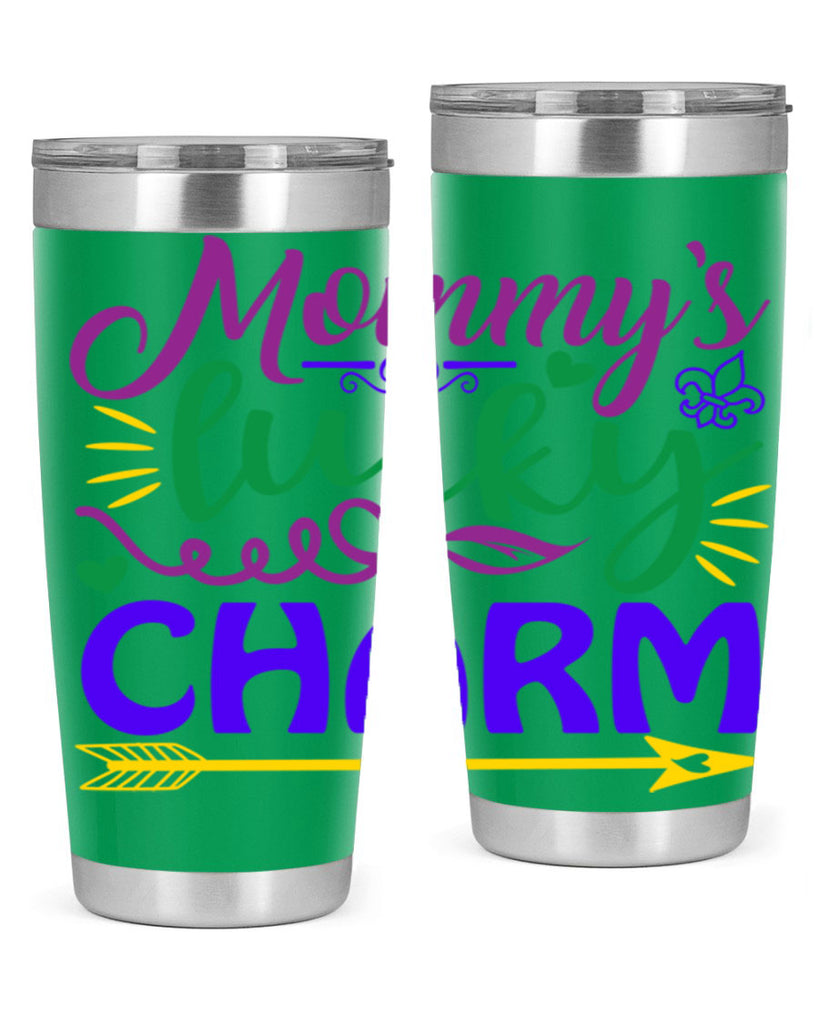 mommys lucky charm 6#- mardi gras- Tumbler
