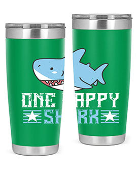 one happy shark Style 50#- shark  fish- Tumbler