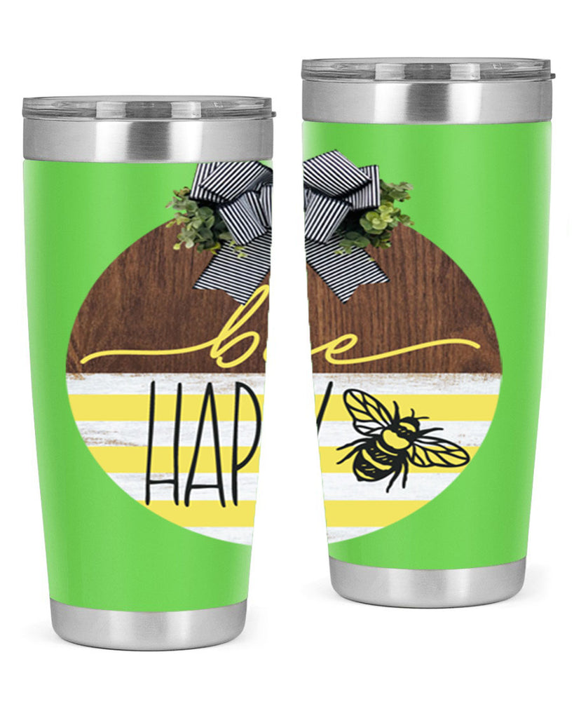 Bee Happy yellow stripes Mockup28#- spring- Tumbler
