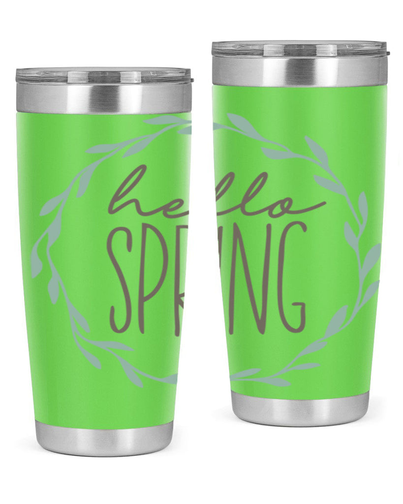 Hello Spring Wreath leaves210#- spring- Tumbler
