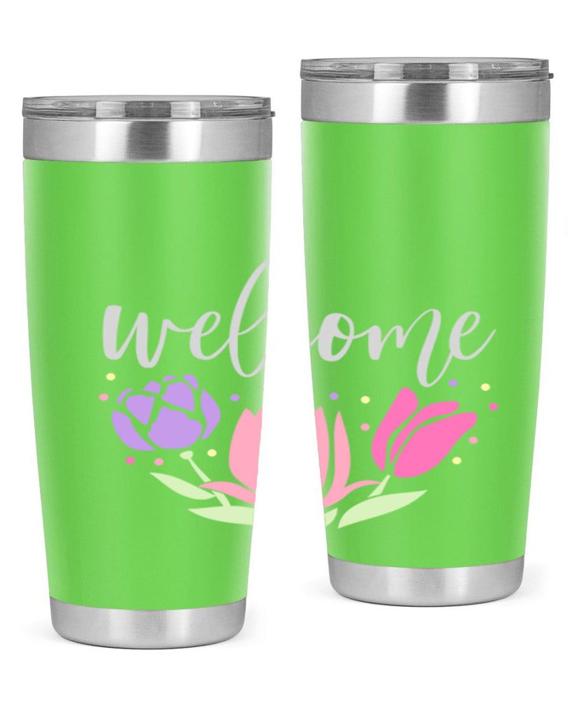 Welcome three flowers587#- spring- Tumbler