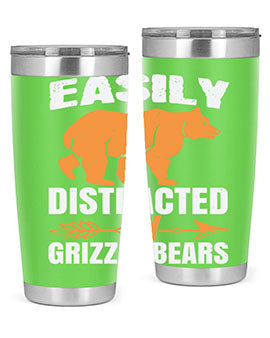easily distracted by grizzly bears 1#- Bears- Tumbler
