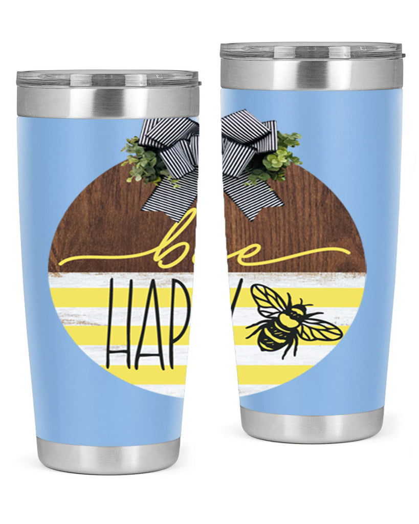 Bee Happy yellow stripes Mockup28#- spring- Tumbler