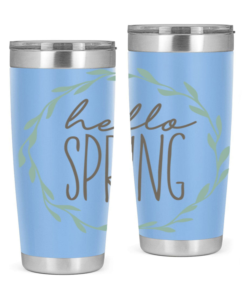 Hello Spring Wreath leaves210#- spring- Tumbler
