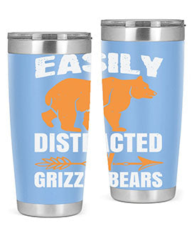 easily distracted by grizzly bears 1#- Bears- Tumbler