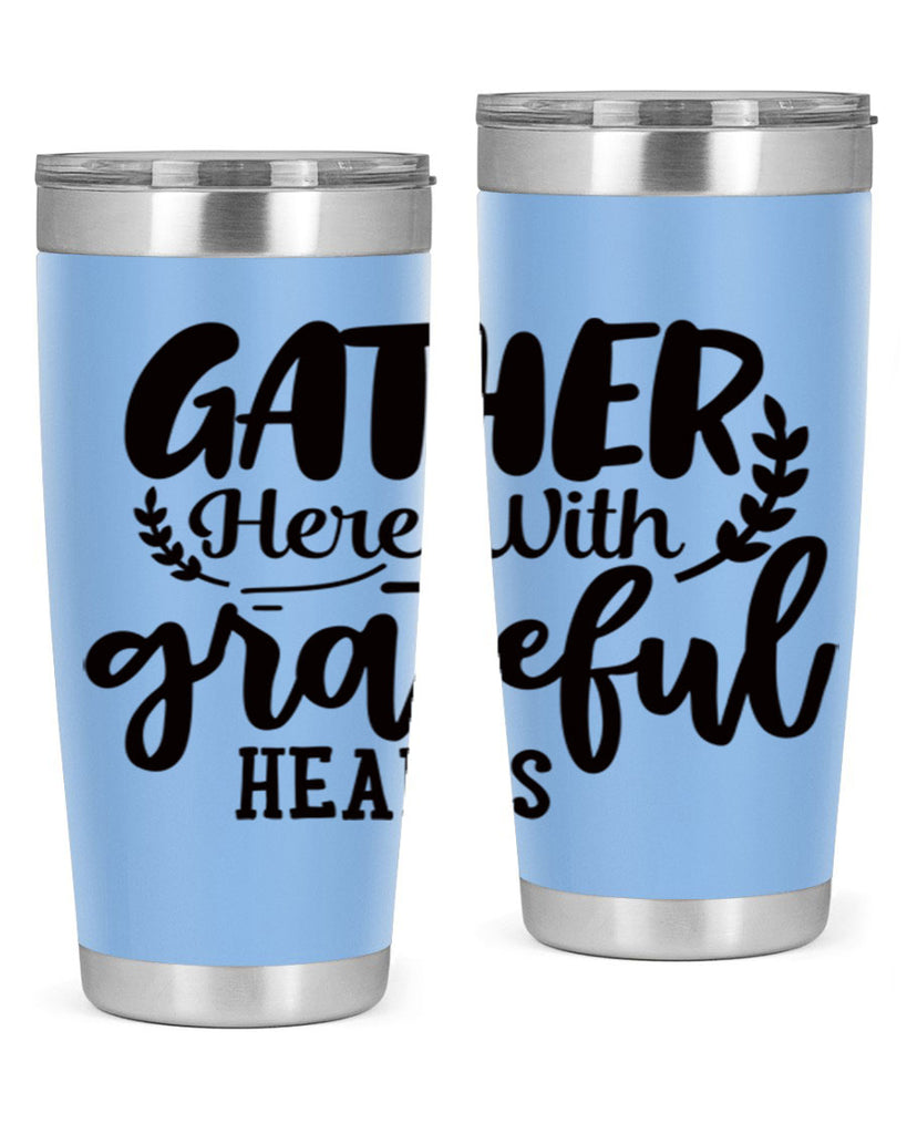 gather here with grateful hearts 62#- thanksgiving- Tumbler