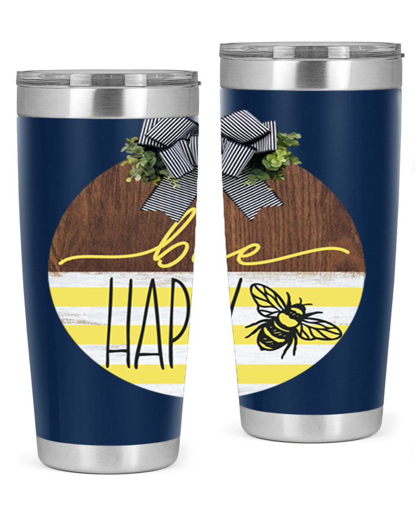 Bee Happy yellow stripes Mockup28#- spring- Tumbler