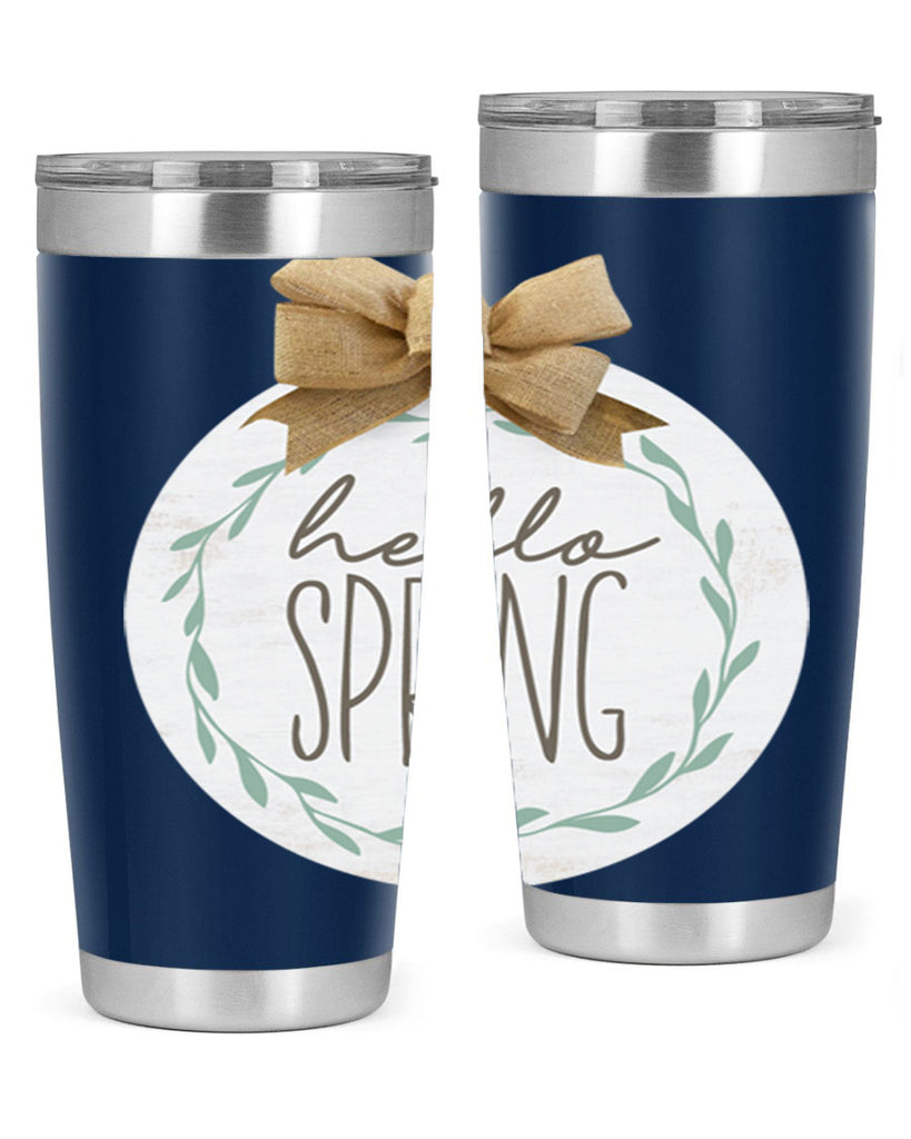 Hello Spring Wreath leaves Mockup209#- spring- Tumbler