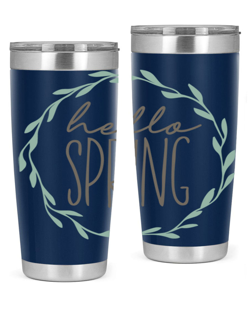 Hello Spring Wreath leaves210#- spring- Tumbler