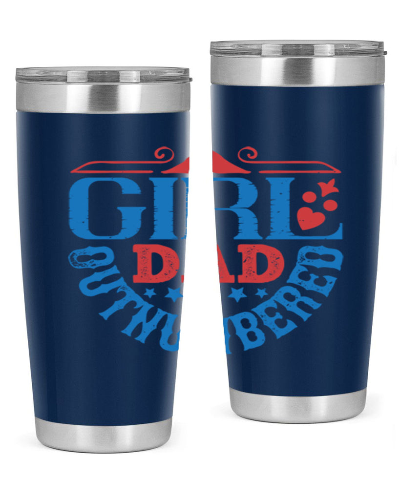 girl dad outnumbered 219#- fathers day- Tumbler