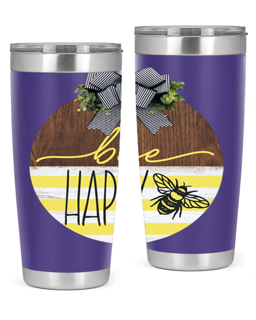 Bee Happy yellow stripes Mockup28#- spring- Tumbler