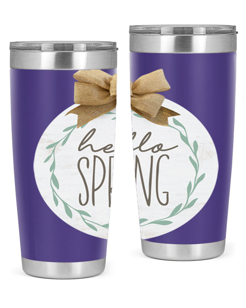 Hello Spring Wreath leaves Mockup209#- spring- Tumbler