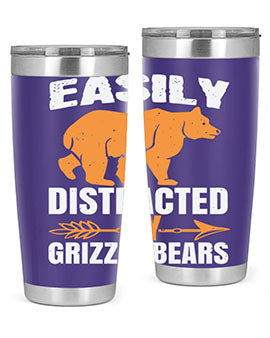 easily distracted by grizzly bears 1#- Bears- Tumbler