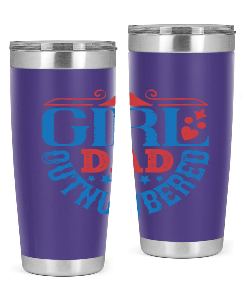 girl dad outnumbered 219#- fathers day- Tumbler