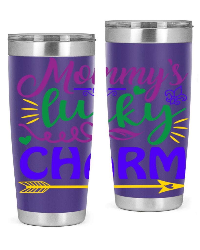mommys lucky charm 6#- mardi gras- Tumbler