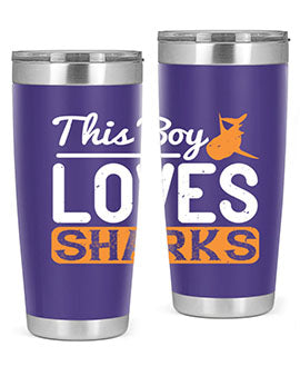 this boy loves sharks Style 14#- shark  fish- Tumbler