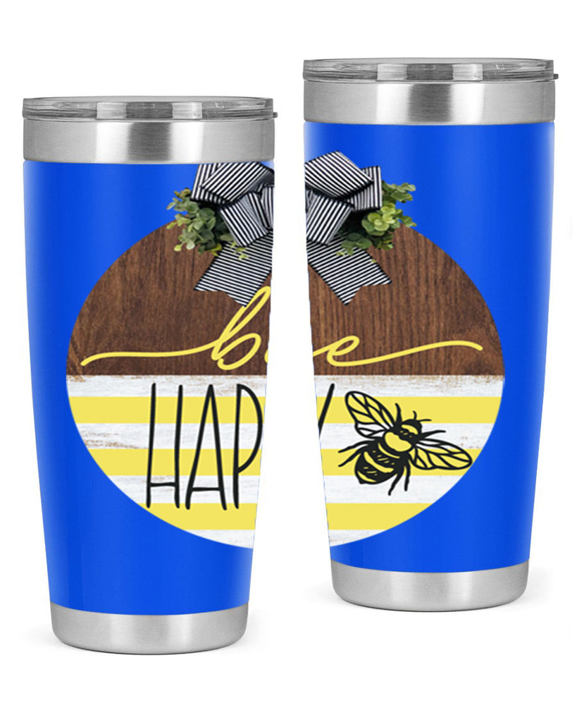 Bee Happy yellow stripes Mockup28#- spring- Tumbler