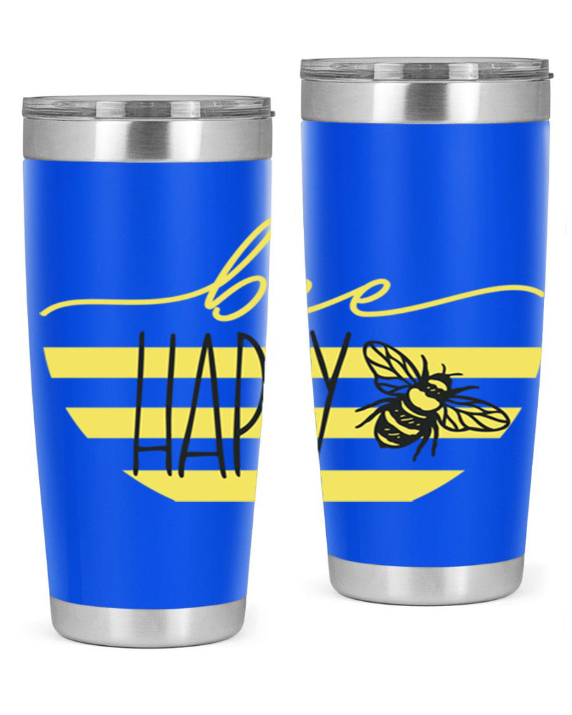 Bee Happy yellow stripes29#- spring- Tumbler