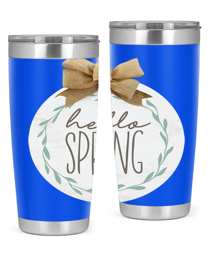 Hello Spring Wreath leaves Mockup209#- spring- Tumbler