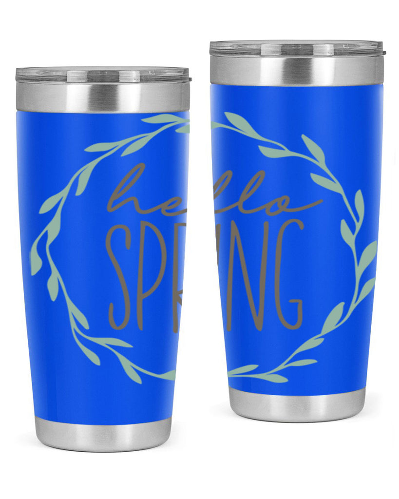 Hello Spring Wreath leaves210#- spring- Tumbler