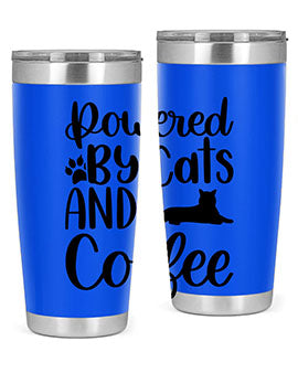 Powered By Cats And Coffee Style 102#- cat- Tumbler