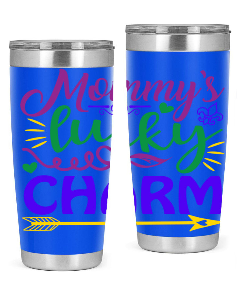 mommys lucky charm 6#- mardi gras- Tumbler