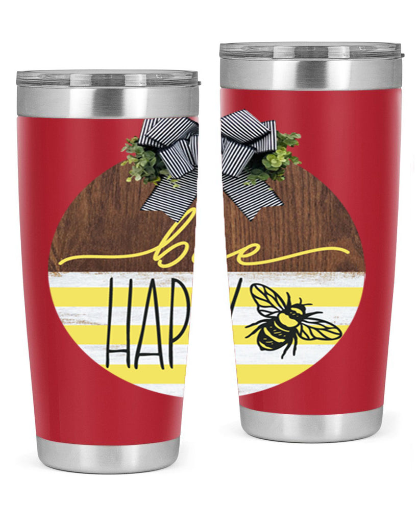 Bee Happy yellow stripes Mockup28#- spring- Tumbler