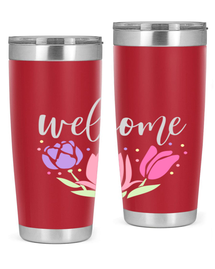 Welcome three flowers587#- spring- Tumbler