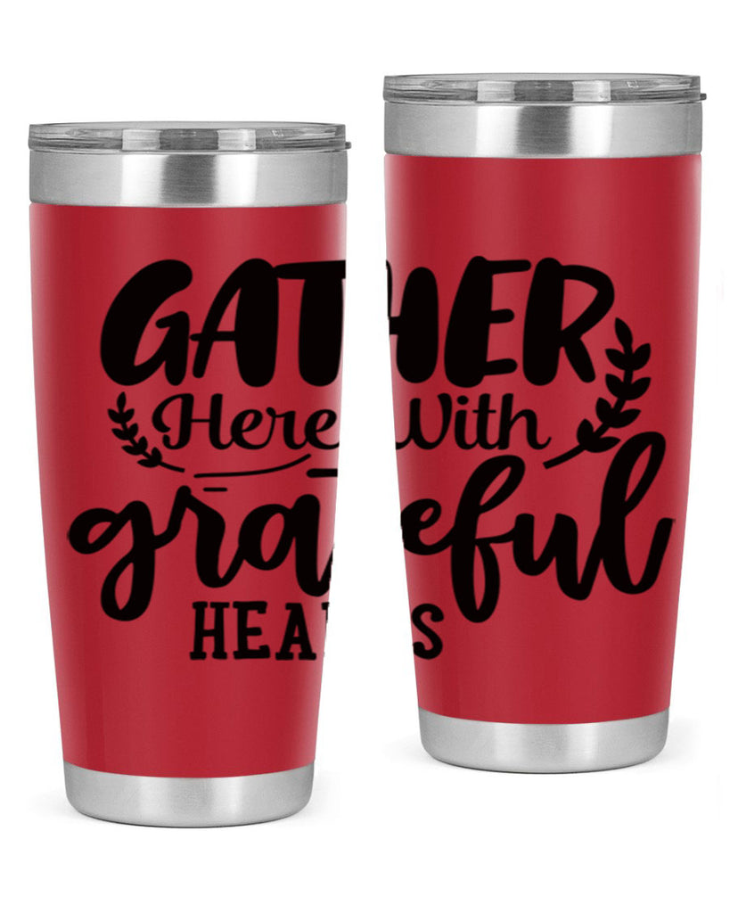gather here with grateful hearts 62#- thanksgiving- Tumbler