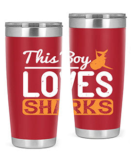 this boy loves sharks Style 14#- shark  fish- Tumbler