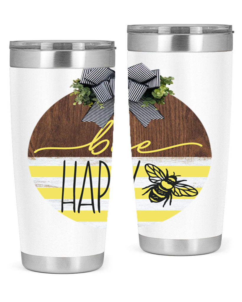 Bee Happy yellow stripes Mockup28#- spring- Tumbler