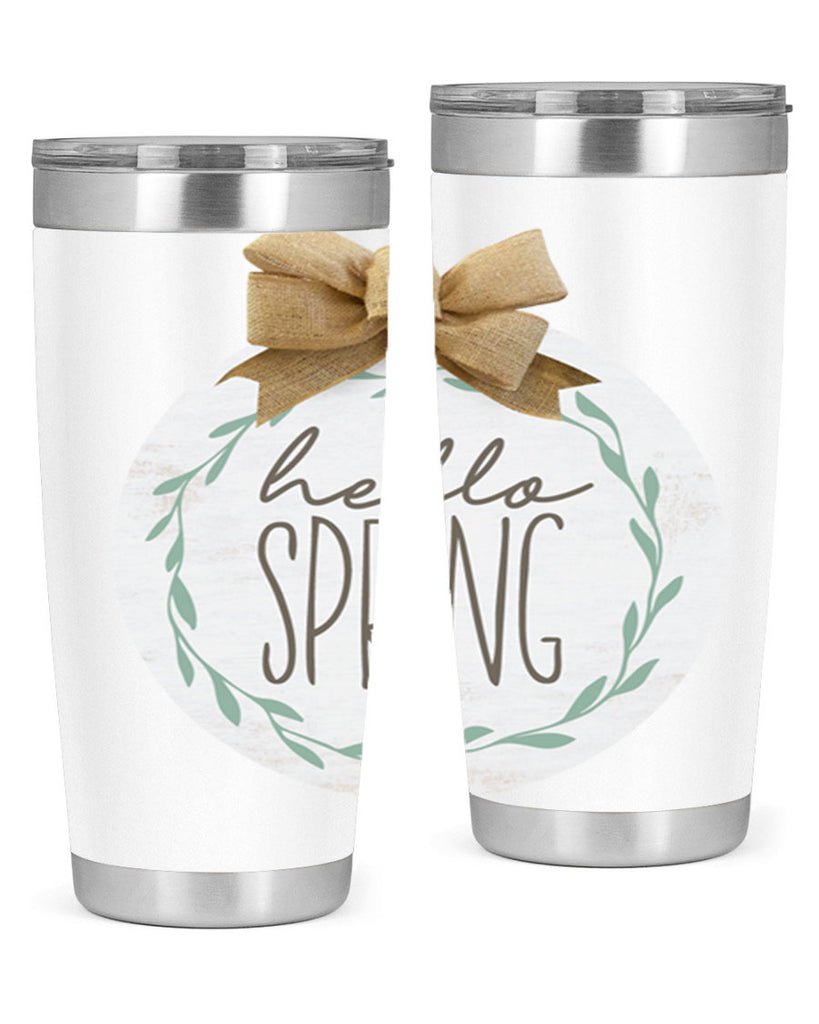 Hello Spring Wreath leaves Mockup209#- spring- Tumbler