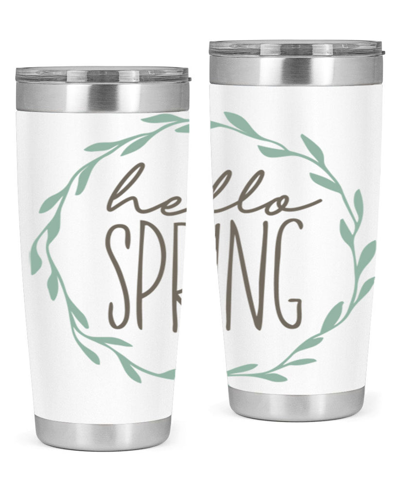 Hello Spring Wreath leaves210#- spring- Tumbler