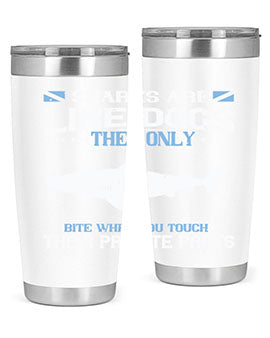 Sharks are like dogs They only bite when you touch their private parts Style 36#- shark  fish- Tumbler