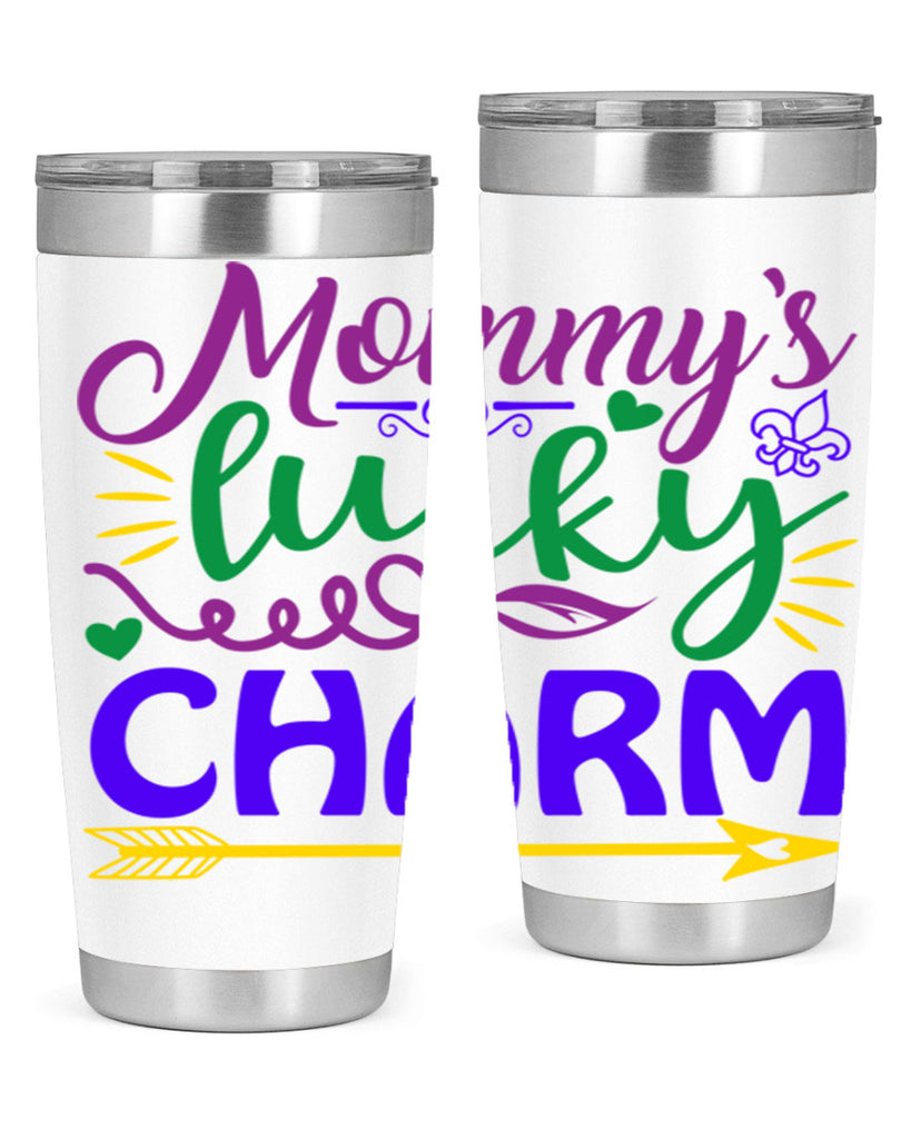 mommys lucky charm 6#- mardi gras- Tumbler