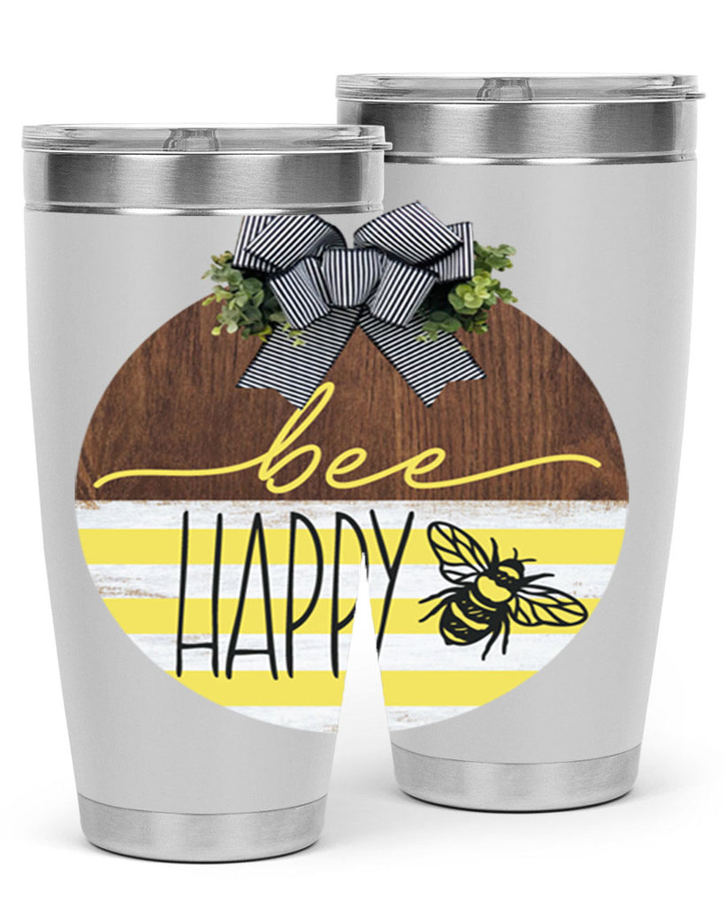 Bee Happy yellow stripes Mockup28#- spring- Tumbler