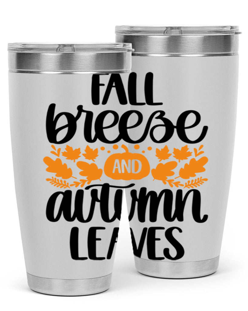 Fall Breezy And Autumn Leaves 482#- fall- Tumbler