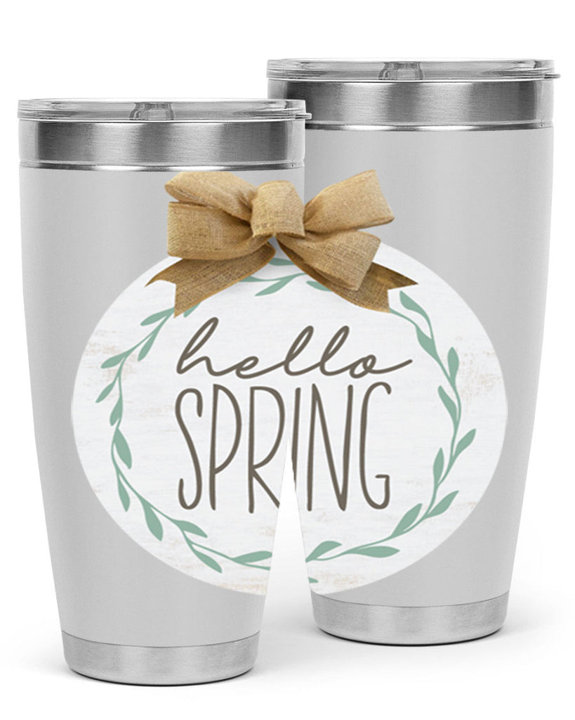 Hello Spring Wreath leaves Mockup209#- spring- Tumbler