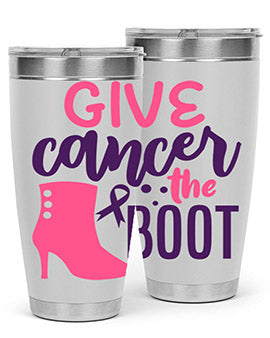 give cancer the boot Style 1#- breast cancer- Tumbler