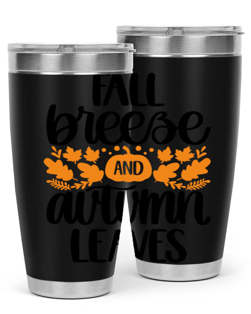 Fall Breezy And Autumn Leaves 482#- fall- Tumbler