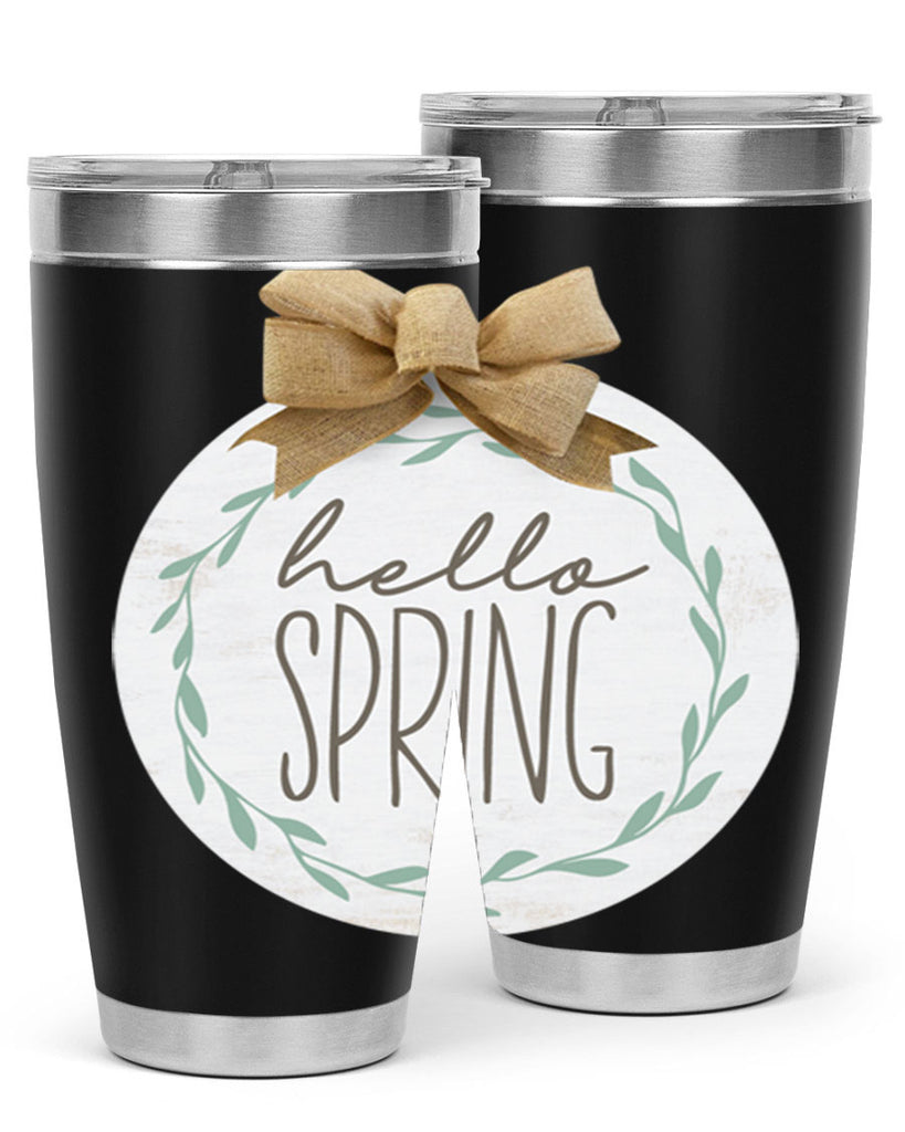Hello Spring Wreath leaves Mockup209#- spring- Tumbler