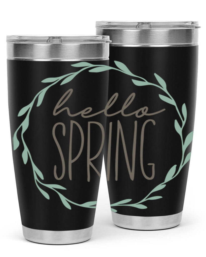 Hello Spring Wreath leaves210#- spring- Tumbler