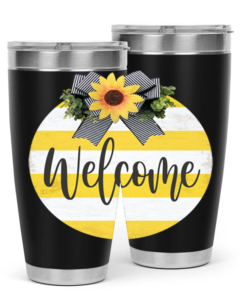 Welcome and Yellow strips Mockup564#- spring- Tumbler