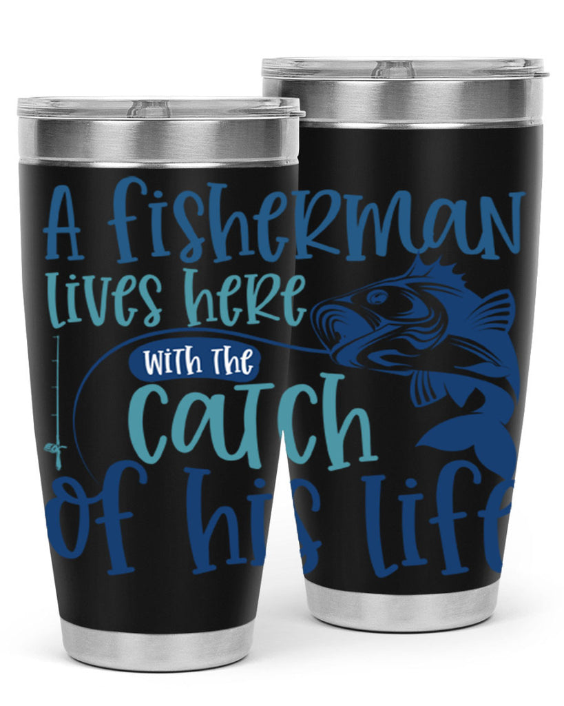 a fisherman lives here with the catch 228#- fishing- Tumbler