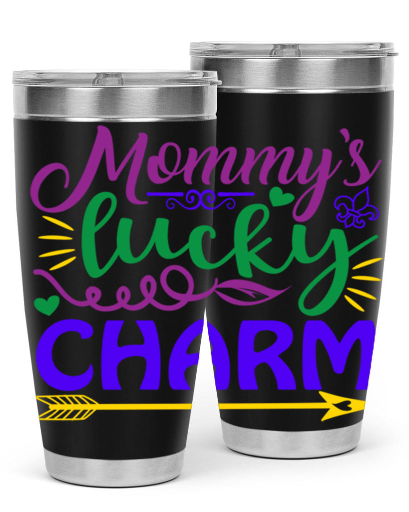 mommys lucky charm 6#- mardi gras- Tumbler